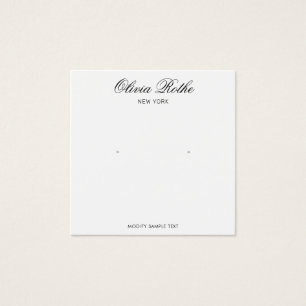 Elegant Script White Stud Earring Display Card