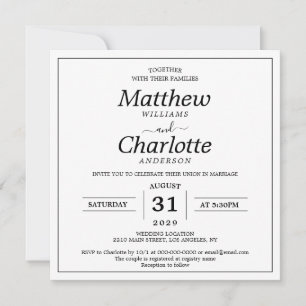 Elegant Script White Wedding Digital Printable Invitation
