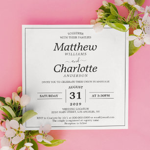 Elegant Script White Wedding Digital Printable Invitation