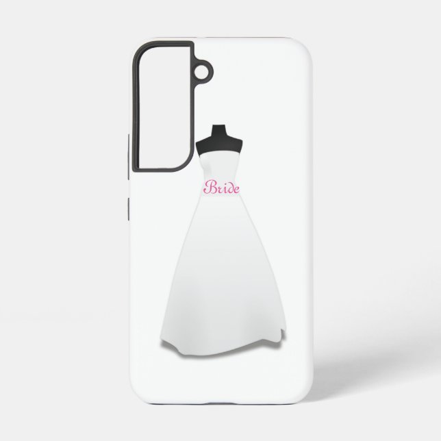 Elegant Script White Wedding Dress Bride  Samsung Galaxy S22 Case (Back)