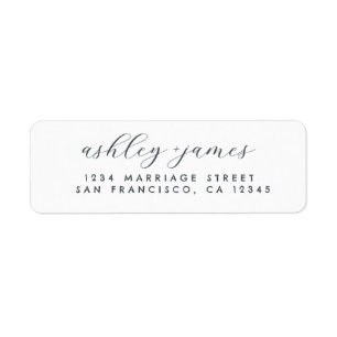 Elegant Script White Wedding Return Address