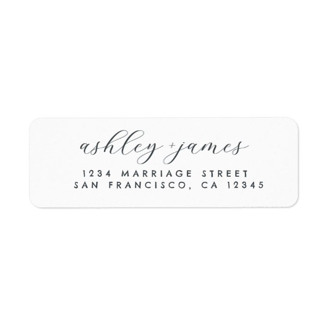 Elegant Script White Wedding Return Address (Front)