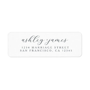 Elegant Script White Wedding Return Address