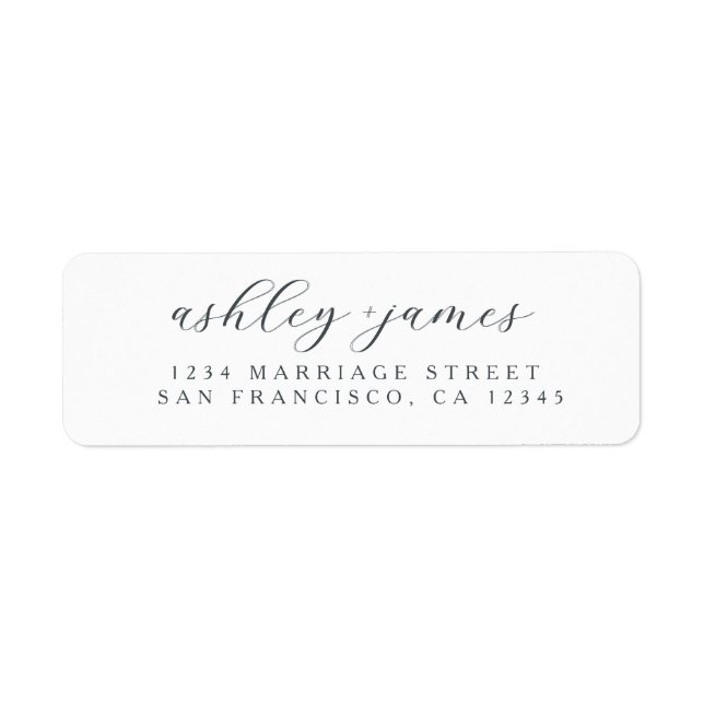 Elegant Script White Wedding Return Address (Front)