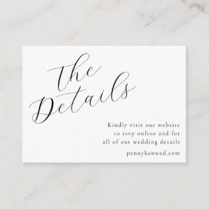 Elegant Script White Wedding Website QR Code Enclosure Card