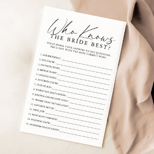 Elegant Script Who Knows The Bride Best Game