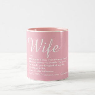 Elegant Script Wife Definition Girly Pink Fun Two-Tone Coffee Mug