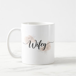 Elegant Script Wifey Floral Coffee Mug