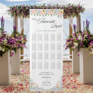 Elegant Script Wildflower Wedding Seating Chart  Retractable Banner