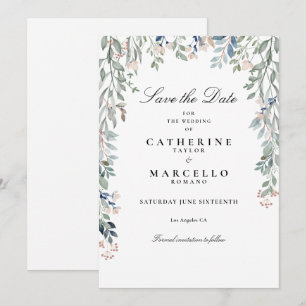 Elegant Script Wildflowers Floral Wedding Save The Date