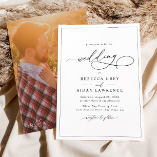 Elegant Script with Photo Back Wedding Invitation