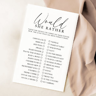 Elegant Script Would She Rather Bridal Shower Game
