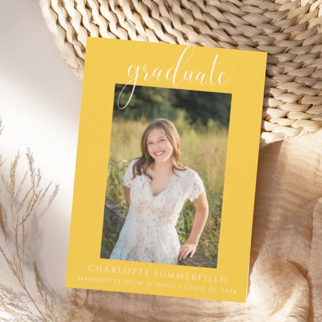 Elegant Script Yellow Graduation Announcement (Creator Uploaded)