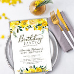 Elegant  Script Yellow Rose Floral 80th Birthday Invitation<br><div class="desc">Modern elegant chic yellow watercolor rose floral 80th (or any age) birthday party invitations. Celebrate in style with our elegance eighty birthday party invitations, featuring a beautiful yellow watercolor floral design. This sophisticated invitation showcases stylish calligraphy and typography with a charming arrangement of yellow watercolor roses and greenery on a...</div>