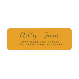 Elegant Script Yellow Wedding Return Address Label