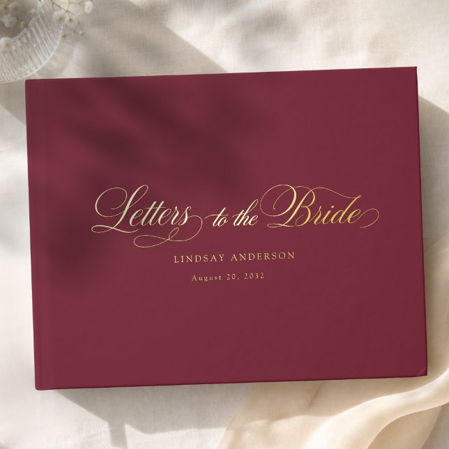 Elegant Scripted Burgundy Bridal Shower Guest Book (Elegant Scripted Burgundy Bridal Shower Foil Guest Book)