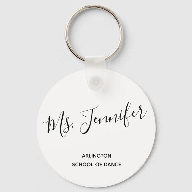 Elegant Scripted Dance Teacher Key Ring (Front)