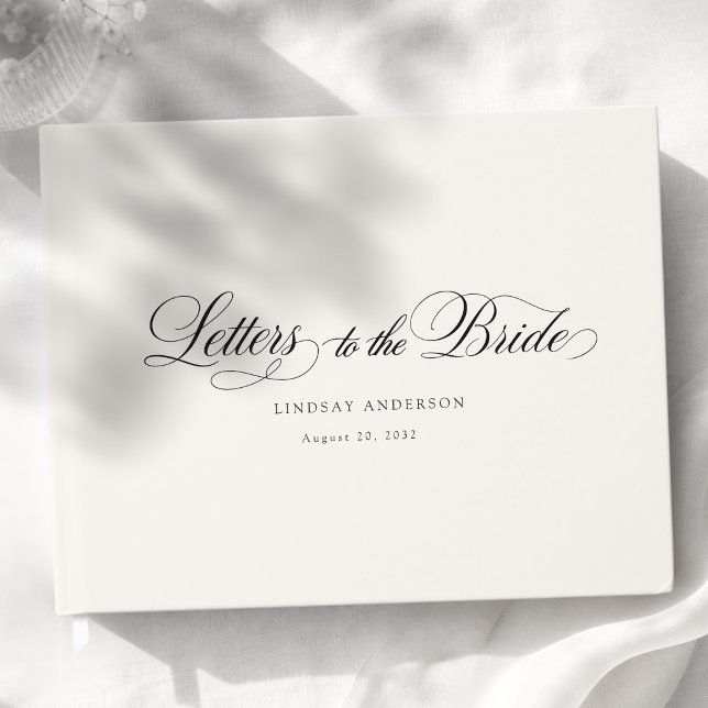 Elegant Scripted Font Beige Bridal Shower Guest Book (Elegant Scripted Font Beige Bridal Shower Guest Book)