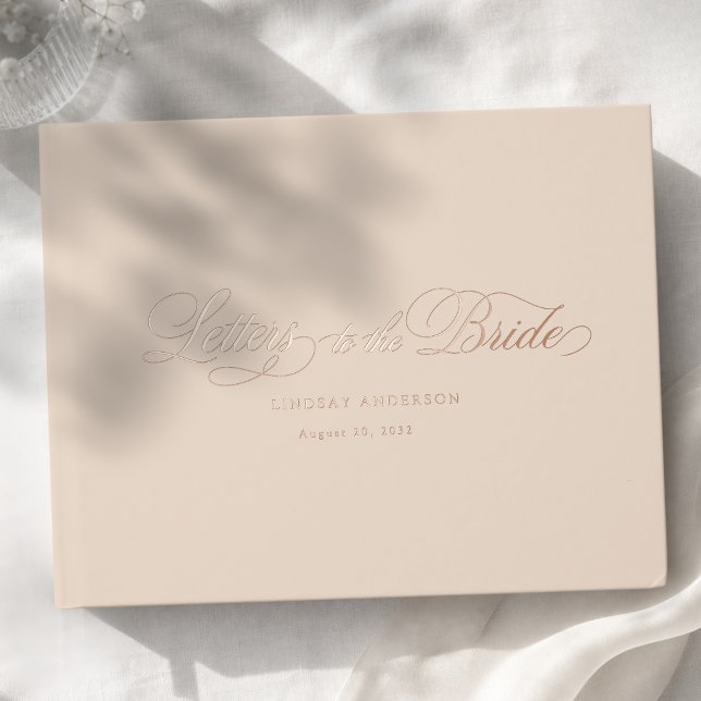 Elegant Scripted Font Beige-Brown Bridal Shower Guest Book (Elegant Scripted Font Beige-Brown Bridal Shower Foil Guest Book)