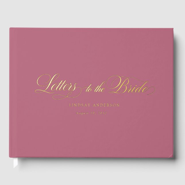 Elegant Scripted Font Berry Bridal Shower Guest Book (Front)