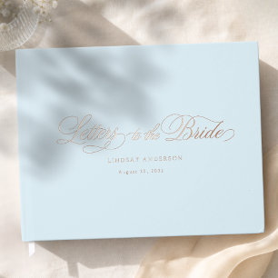 Elegant Scripted Font Blue Bridal Shower Guest Book