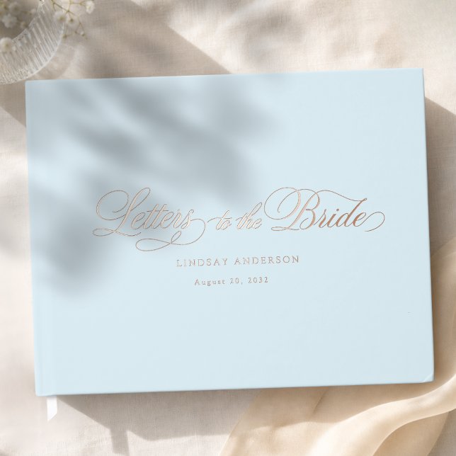Elegant Scripted Font Blue Bridal Shower Guest Book (Elegant Scripted Font Blue Bridal Shower Foil Guest Book)