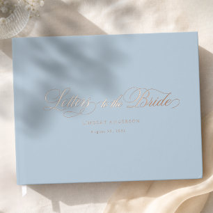 Elegant Scripted Font Blue Bridal Shower Guest Book