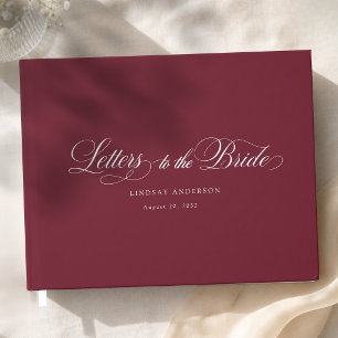 Elegant Scripted Font Burgundy Bridal Shower Guest Book
