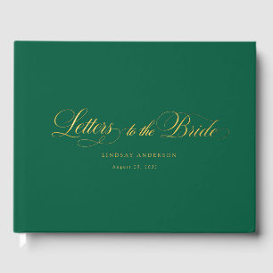 Elegant Scripted Font Green Bridal Shower Guest Book