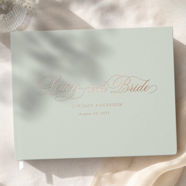 Elegant Scripted Font Green Bridal Shower Guest Book (Elegant Scripted Font Green Bridal Shower Foil Guest Book)