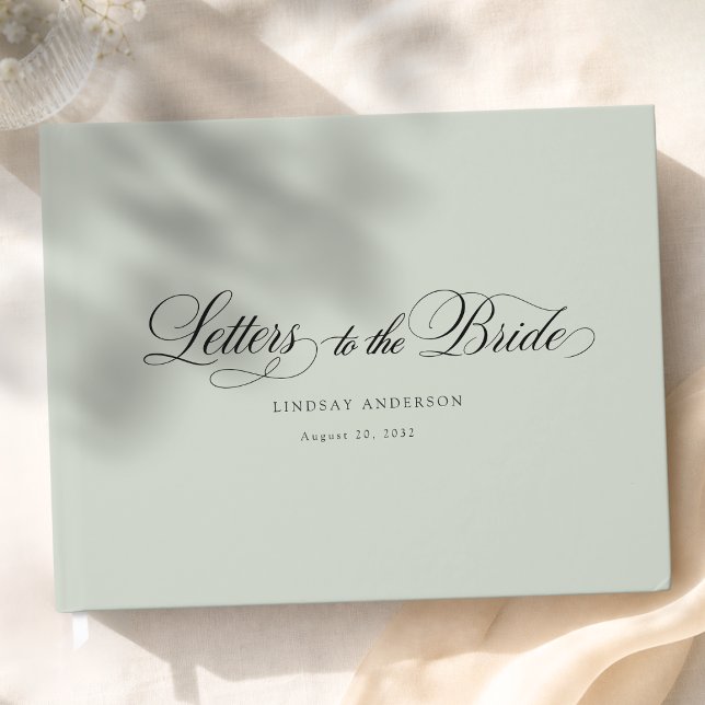 Elegant Scripted Font Mist Green Bridal Shower Guest Book (Elegant Scripted Font Mist Green Bridal Shower Guest Book)