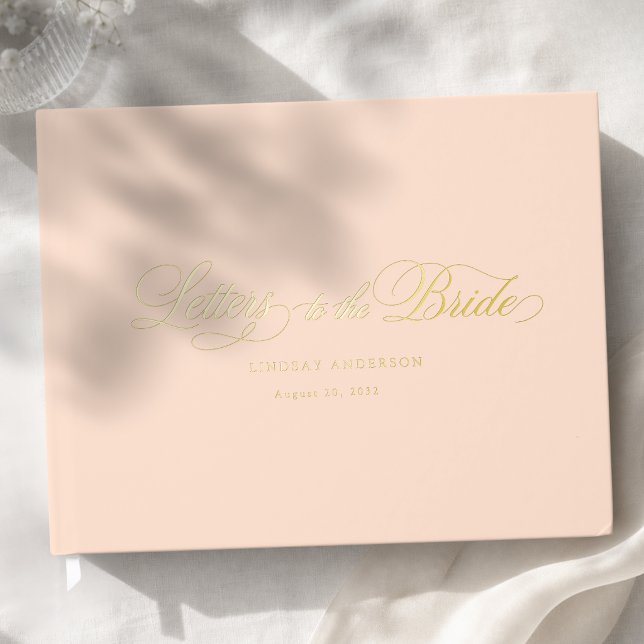 Elegant Scripted Font Peach Bridal Shower Guest Book (Elegant Scripted Font Peach Bridal Shower Foil Guest Book)