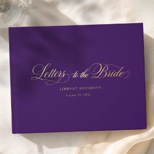 Elegant Scripted Font Purple Bridal Shower Guest Book