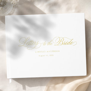 Elegant Scripted Font White Bridal Shower Guest Book