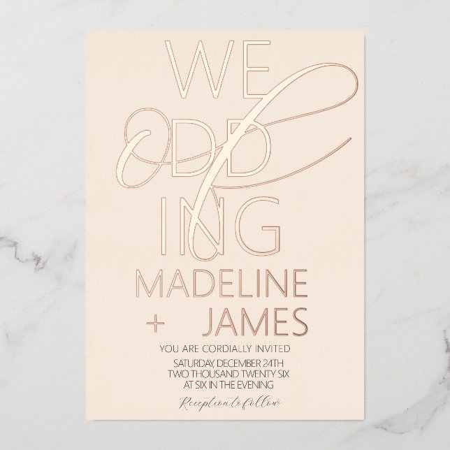 ELEGANT Scripted Rustic Tan Wedding  (Front)