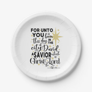 Elegant Scripture Christmas Birth of Christ Luke 2 Paper Plate