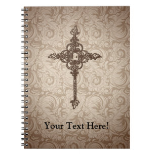 Elegant Scroll Christian Cross w/Swirl Background Notebook