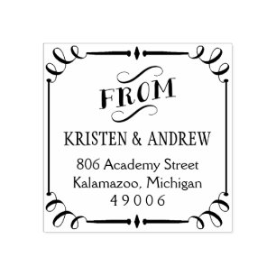 Elegant Scroll Framed From Return Address Rubber Stamp