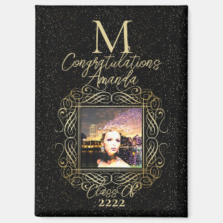 Elegant Scroll + Gold Dots Congratulation Class of Magnet