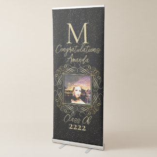 Elegant Scroll + Gold Dots Congratulation Class of Retractable Banner