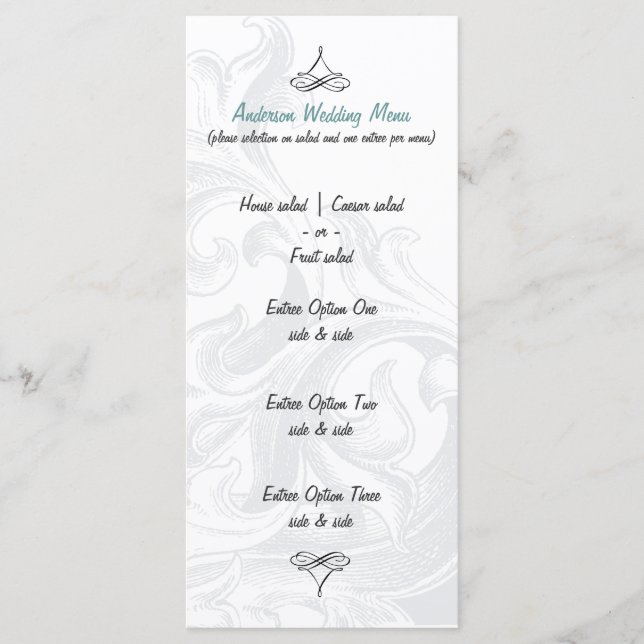 Elegant Scroll Wedding Menus (Front)