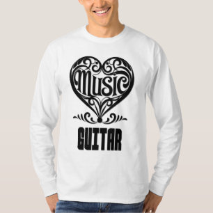 Elegant Scrolled Heart for Guitar Lovers T-Shirt