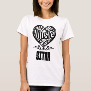 Elegant Scrolled Heart for Sitar Lovers T-Shirt
