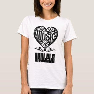 Elegant Scrolled Heart for Ukulele Lovers T-Shirt
