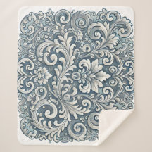 Elegant Scrolling Damask Pattern in Soft Blue and