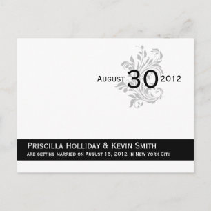 Elegant Scrolls Black White Customised Sa Announcement Postcard