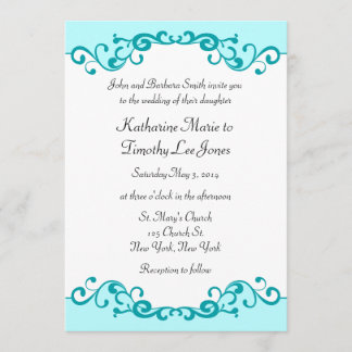 Elegant Scrolls Border Wedding Invitation