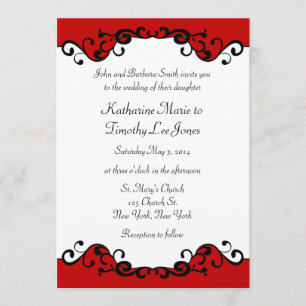Elegant Scrolls Border Wedding Invitation