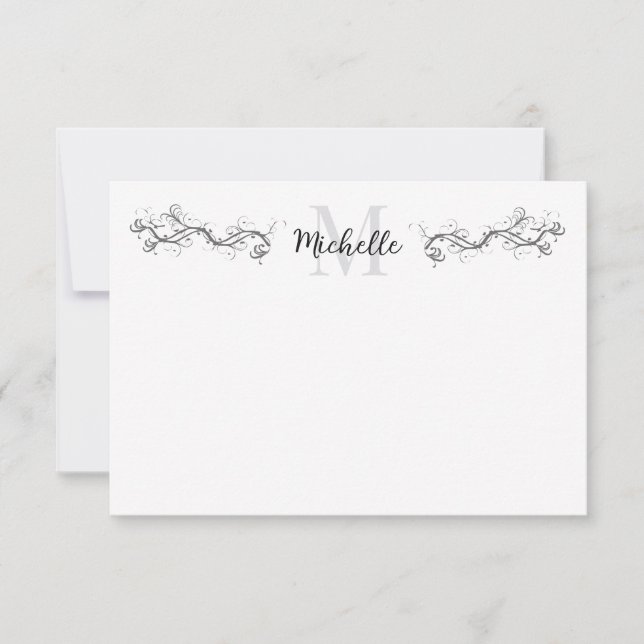 Elegant Scrollwork Personalised Vintage Damask Card (Front)