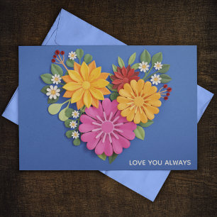 Elegant Sculpted Floral Heart Love Card